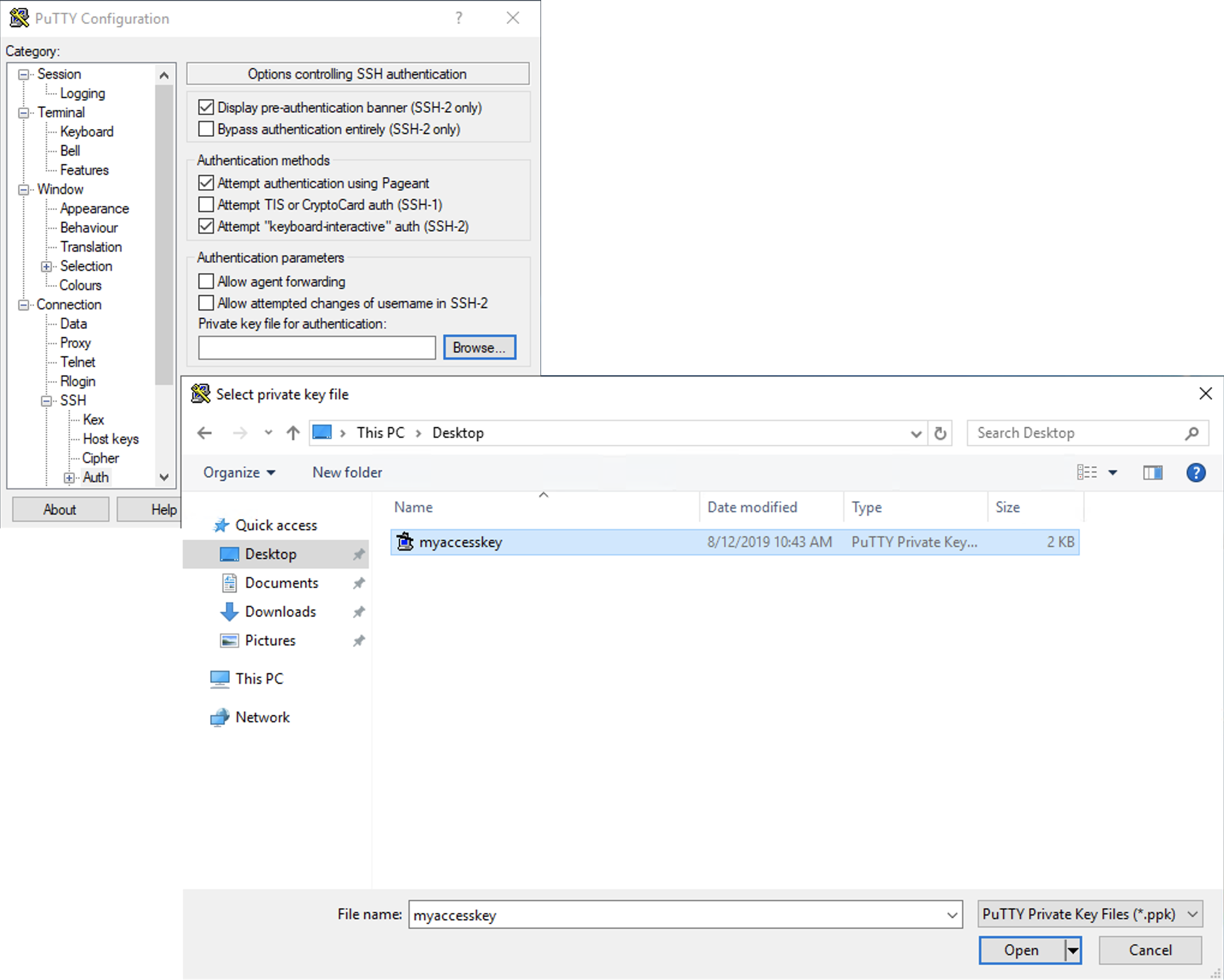 PuTTYgen key conversion dialog
