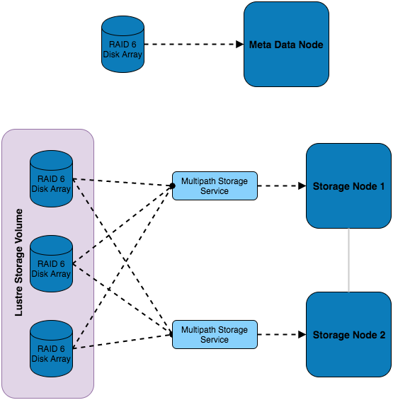 Parallel Lustre filesystem with multipath storage