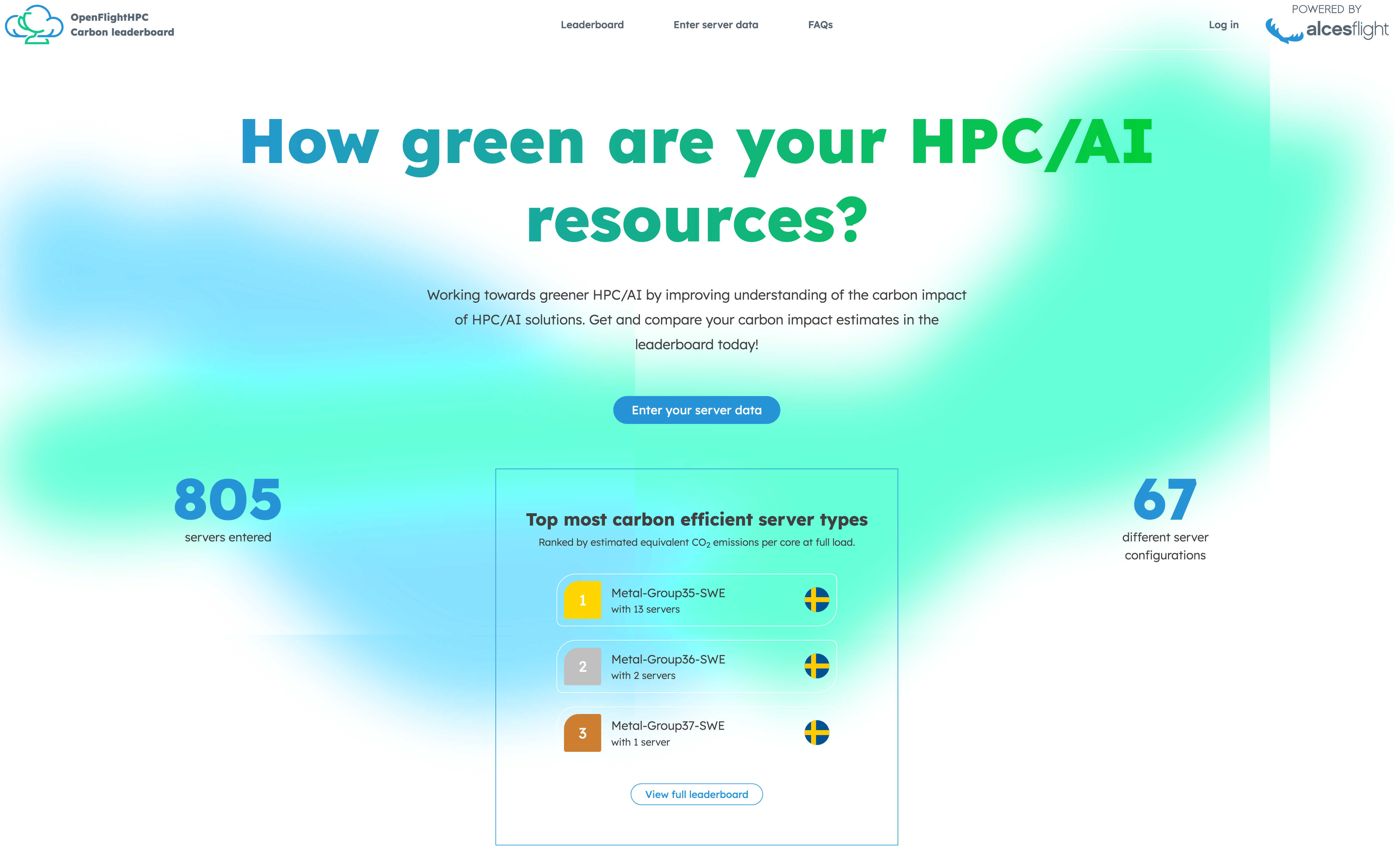 The Carbon Leaderboard homepage